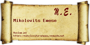 Mikolovits Emese névjegykártya